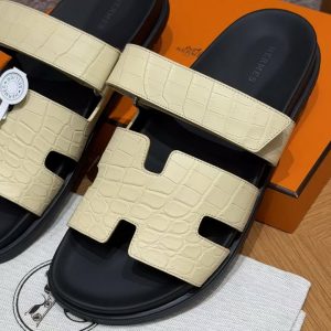 Alternative view of Hermes Chypre Sandal Men Techno-sandal Matte Mississippiensis Alligator Vanilla Color