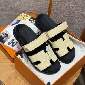 Hermes Chypre Sandal Men Techno-sandal Matte Mississippiensis Alligator Vanilla Color - Image 8