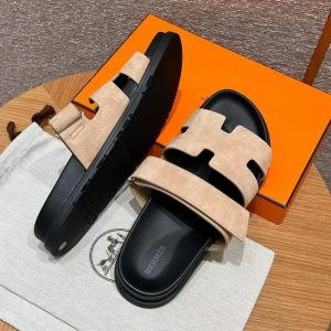 Hermes Chypre Sandal Men Techno-sandal Suede Goatskin Beige Sable H222856ZHC9390 - Image 12