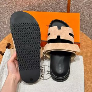 Hermes Chypre Sandal Men Techno-sandal Suede Goatskin Beige Sable H222856ZHC9390 - Image 11