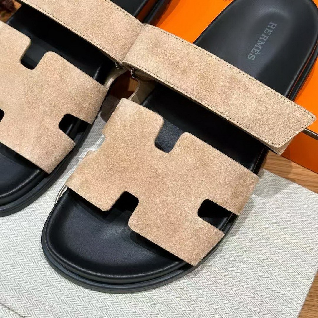 Hermes Chypre Sandal Men Techno-sandal Suede Goatskin Beige Sable H222856ZHC9390 - Image 7