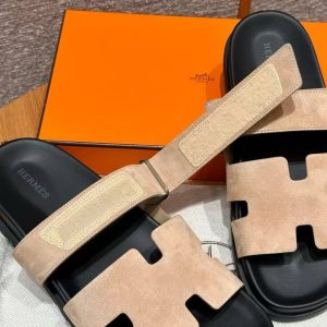 Hermes Chypre Sandal Men Techno-sandal Suede Goatskin Beige Sable H222856ZHC9390 - Image 5