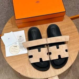 Hermes Chypre Sandal Men Techno-sandal Suede Goatskin Beige Sable H222856ZHC9390 - Image 3