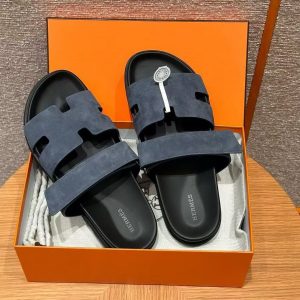 Hermes Chypre Sandal Men Techno-sandal Suede Goatskin Bleu Celeste - Image 3