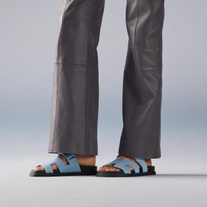 Hermes Chypre Sandal Men Techno-sandal Suede Goatskin Bleu Jean - Image 3