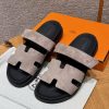 Hermes Chypre Sandal Men Techno-sandal Suede Goatskin Etoupe H222856ZHX3390