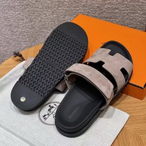 Hermes Chypre Sandal Men Techno-sandal Suede Goatskin Etoupe H222856ZHX3390 - Image 12