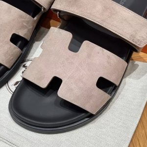 Hermes Chypre Sandal Men Techno-sandal Suede Goatskin Etoupe H222856ZHX3390 - Image 11