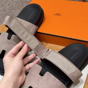 Hermes Chypre Sandal Men Techno-sandal Suede Goatskin Etoupe H222856ZHX3390 - Image 9
