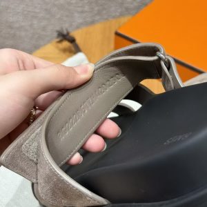 Hermes Chypre Sandal Men Techno-sandal Suede Goatskin Etoupe H222856ZHX3390 - Image 5