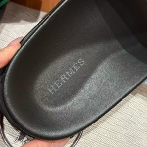 Hermes Chypre Sandal Men Techno-sandal Suede Goatskin Green and Light Blue - Image 6