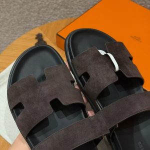 Hermes Chypre Sandal Men Techno-sandal Suede Goatskin Marron Ebène - Image 9