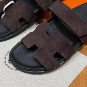 Hermes Chypre Sandal Men Techno-sandal Suede Goatskin Marron Ebène - Image 8