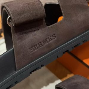 Hermes Chypre Sandal Men Techno-sandal Suede Goatskin Marron Ebène - Image 7
