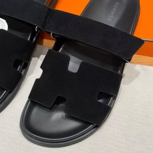 Alternative view of Hermes Chypre Sandal Men Techno-sandal Suede Goatskin Noir