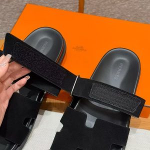 Hermes Chypre Sandal Men Techno-sandal Suede Goatskin Noir - Image 10