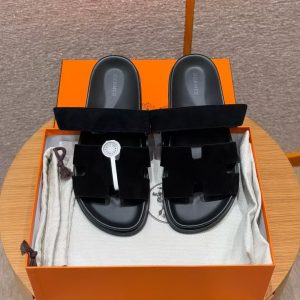 Hermes Chypre Sandal Men Techno-sandal Suede Goatskin Noir - Image 6