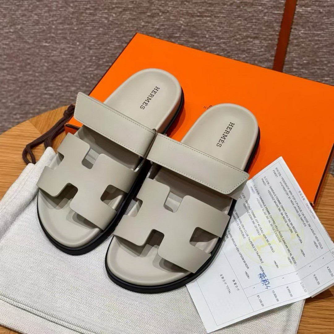 Hermes Chypre Sandal Women Techno-sandal Calfskin Esquisse Grey Beige H222299Z NL345 - Image 2