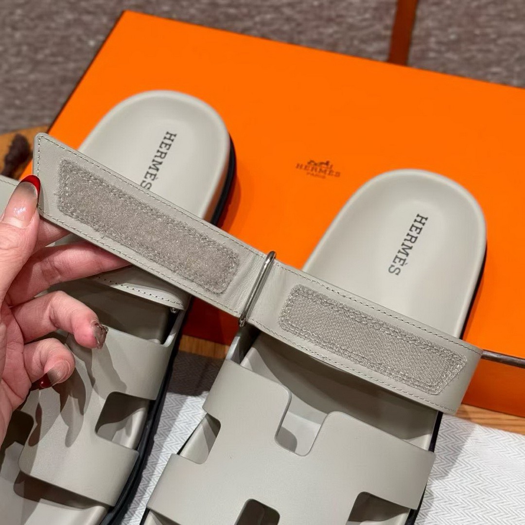 Hermes Chypre Sandal Women Techno-sandal Calfskin Esquisse Grey Beige H222299Z NL345 - Image 14