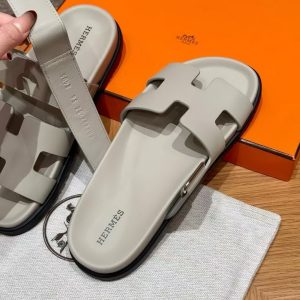 Hermes Chypre Sandal Women Techno-sandal Calfskin Esquisse Grey Beige H222299Z NL345 - Image 7