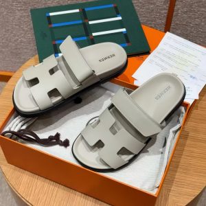 Hermes Chypre Sandal Women Techno-sandal Calfskin Esquisse Grey Beige H222299Z NL345 - Image 4