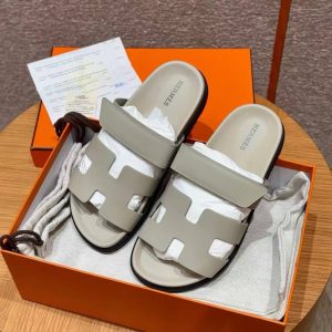 Hermes Chypre Sandal Women Techno-sandal Calfskin Esquisse Grey Beige H222299Z NL345 - Image 3