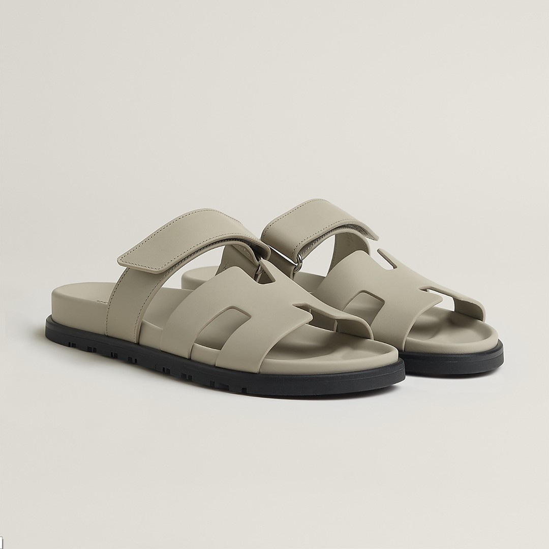 Hermes Chypre Sandal Women Techno-sandal Calfskin Esquisse Grey Beige H222299Z NL345
