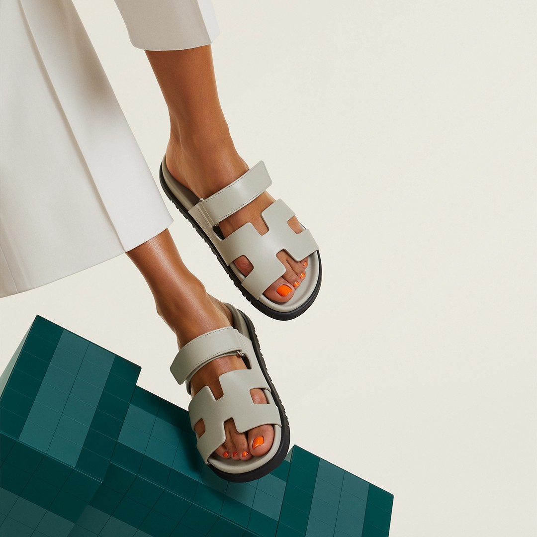Hermes Chypre Sandal Women Techno-sandal Calfskin Esquisse Grey Beige H222299Z NL345 - Image 17
