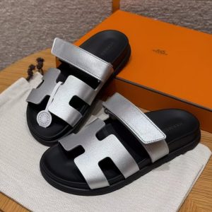Hermes Chypre Sandal Women Techno-sandal Calfskin Gris Argenté H261072Z 52340 - Image 12