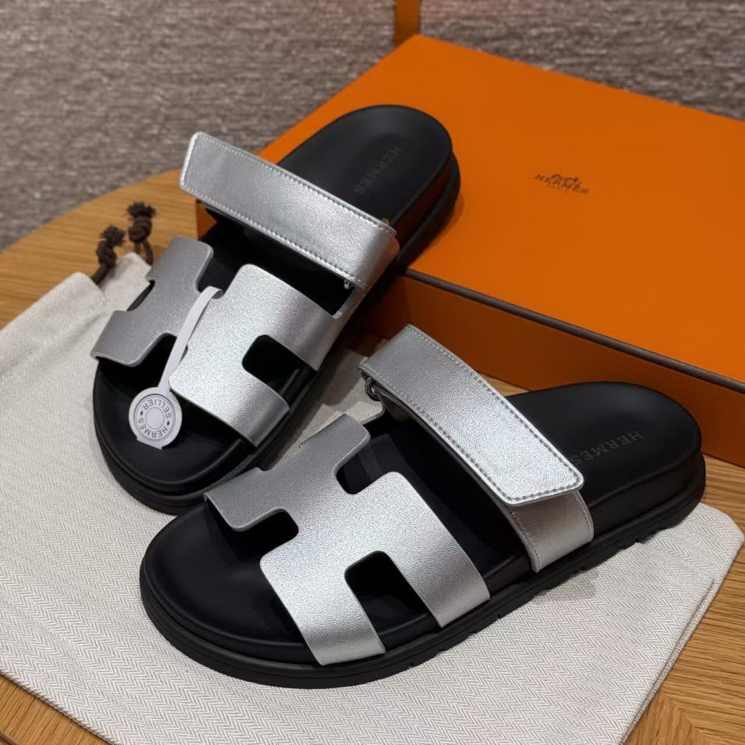 Hermes Chypre Sandal Women Techno-sandal Calfskin Gris Argenté H261072Z 52340 - Image 12