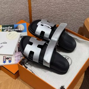 Hermes Chypre Sandal Women Techno-sandal Calfskin Gris Argenté H261072Z 52340 - Image 8