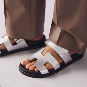 Hermes Chypre Sandal Women Techno-sandal Calfskin Gris Argenté H261072Z 52340 - Image 13