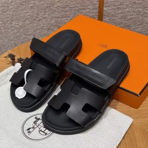 Alternative view of Hermes Chypre Sandal Women Techno-sandal Calfskin Noir H222100Z 02340