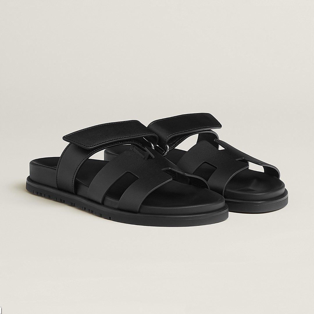 Hermes Chypre Sandal Women Techno-sandal Calfskin Noir H222100Z 02340