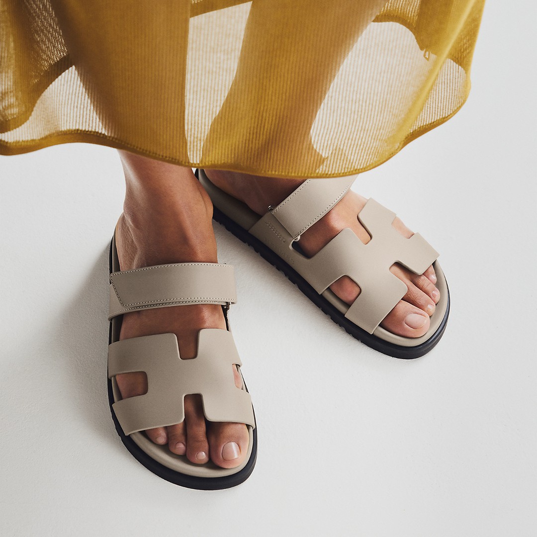 Hermes Chypre Sandal Women Techno-sandal Calfskin Pebble Beige Galet H222299Z BG340 - Image 3