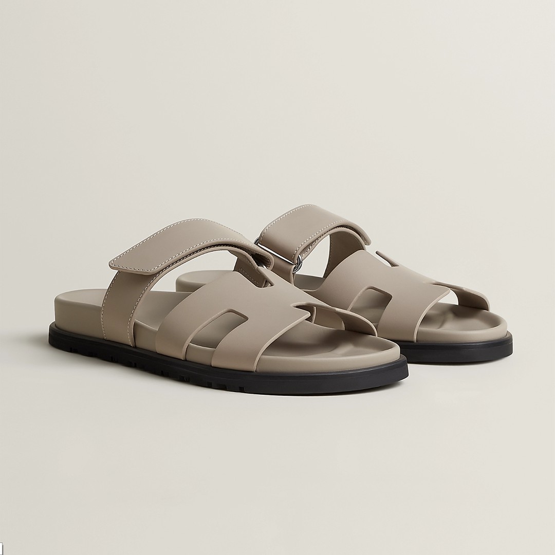 Hermes Chypre Sandal Women Techno-sandal Calfskin Pebble Beige Galet H222299Z BG340