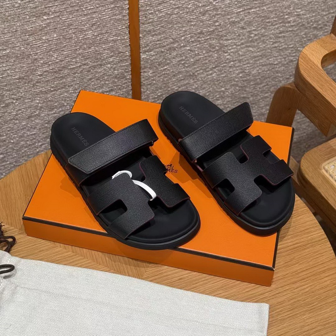Hermes Chypre Sandal Women Techno-sandal Epsom Calfskin Black - Image 4