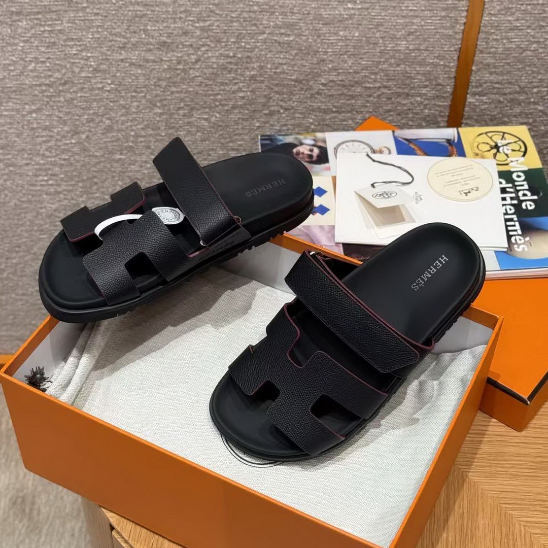 Hermes Chypre Sandal Women Techno-sandal Epsom Calfskin Black - Image 3