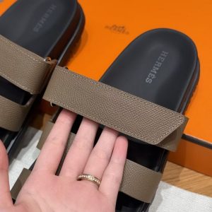 Hermes Chypre Sandal Women Techno-sandal Epsom Calfskin Etoupe H231295Z X3340 - Image 9