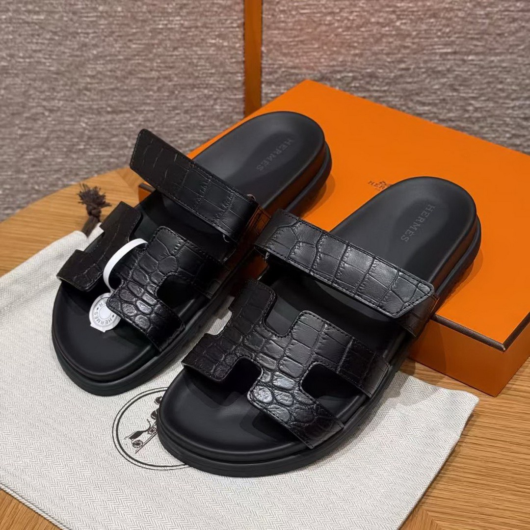 Hermes Chypre Sandal Women Techno-sandal Matte Mississippiensis Alligator Noir