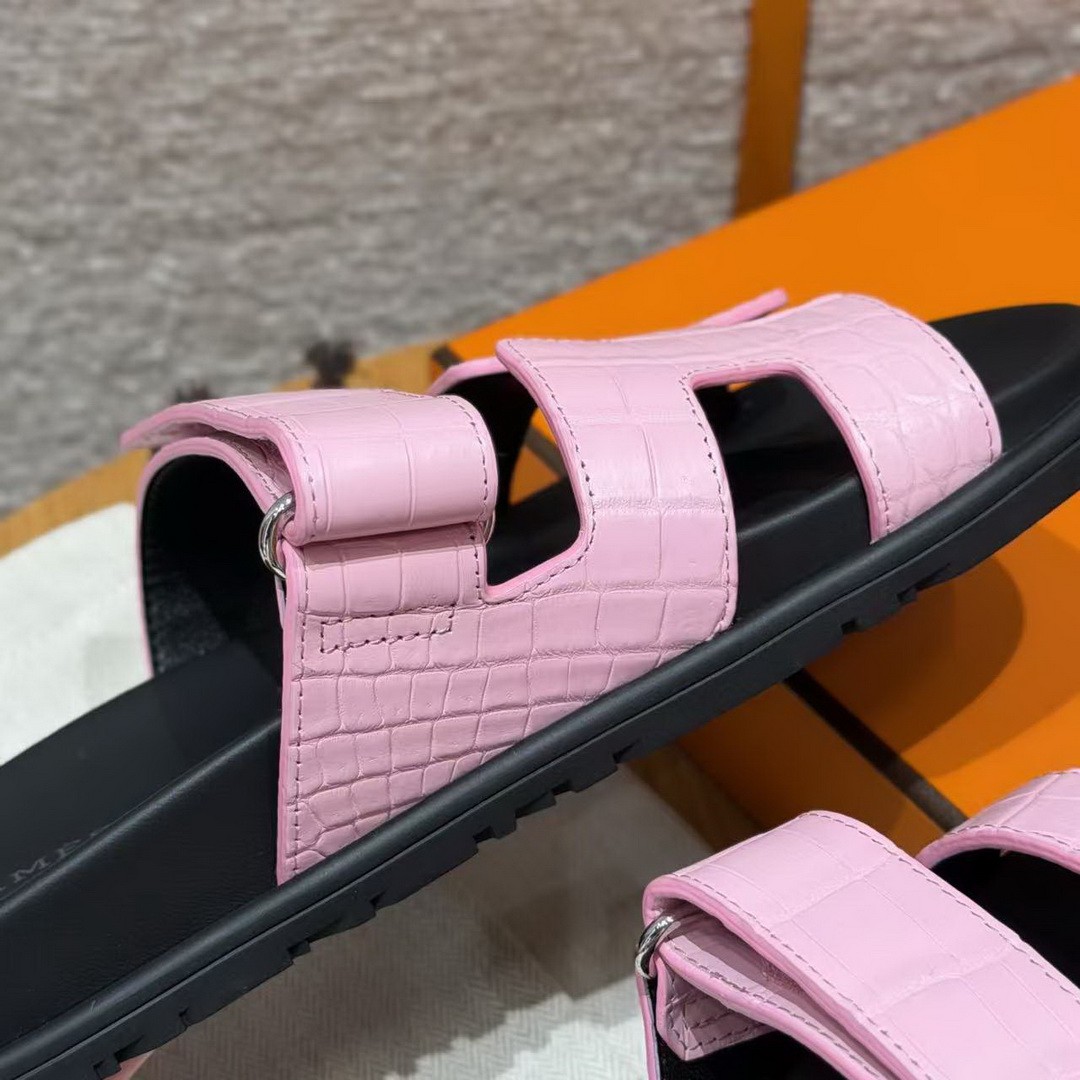 Hermes Chypre Sandal Women Techno-sandal Matte Mississippiensis Alligator Pink - Image 11