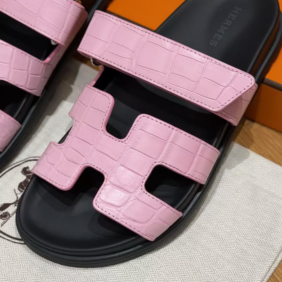 Hermes Chypre Sandal Women Techno-sandal Matte Mississippiensis Alligator Pink - Image 6