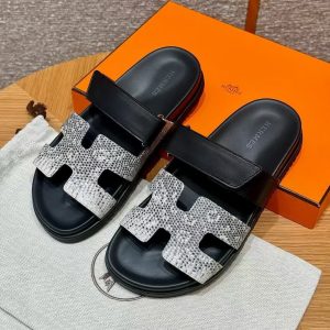 Hermes Chypre Sandal Women Techno-sandal Natura Lizard and Calfskin Ombre Noir H241255Z OM400 - Image 12