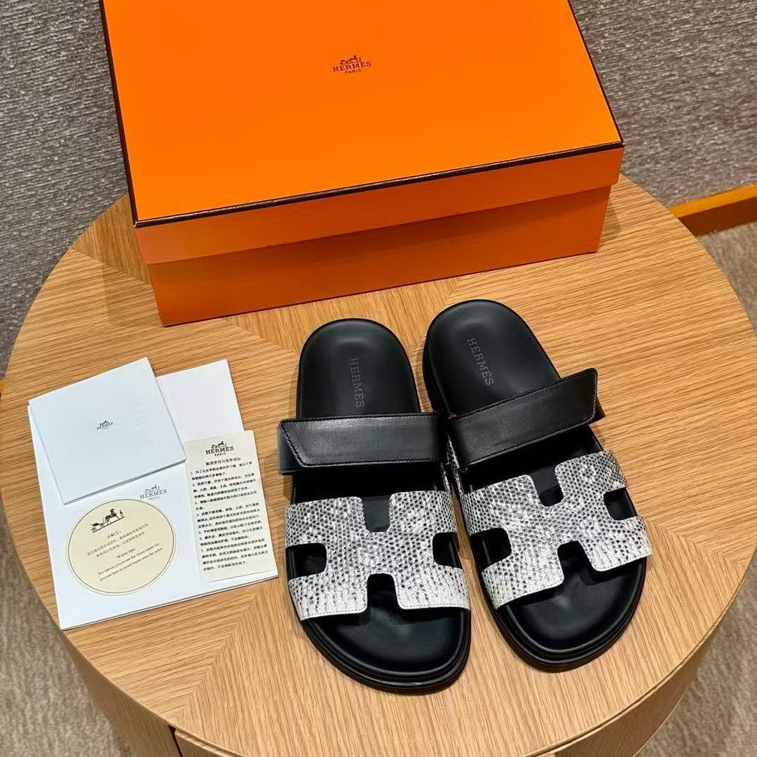 Hermes Chypre Sandal Women Techno-sandal Natura Lizard and Calfskin Ombre Noir H241255Z OM400 - Image 11