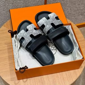 Hermes Chypre Sandal Women Techno-sandal Natura Lizard and Calfskin Ombre Noir H241255Z OM400 - Image 10