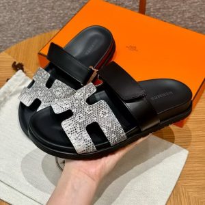 Hermes Chypre Sandal Women Techno-sandal Natura Lizard and Calfskin Ombre Noir H241255Z OM400 - Image 9