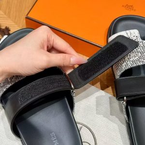 Hermes Chypre Sandal Women Techno-sandal Natura Lizard and Calfskin Ombre Noir H241255Z OM400 - Image 6