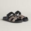 Hermes Chypre Sandal Women Techno-sandal Natura Lizard and Calfskin Ombre Noir H241255Z OM400