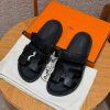 Hermes Chypre Sandal Women Techno-sandal Shiny Java Lizard Noir