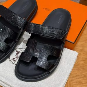 Alternative view of Hermes Chypre Sandal Women Techno-sandal Shiny Java Lizard Noir